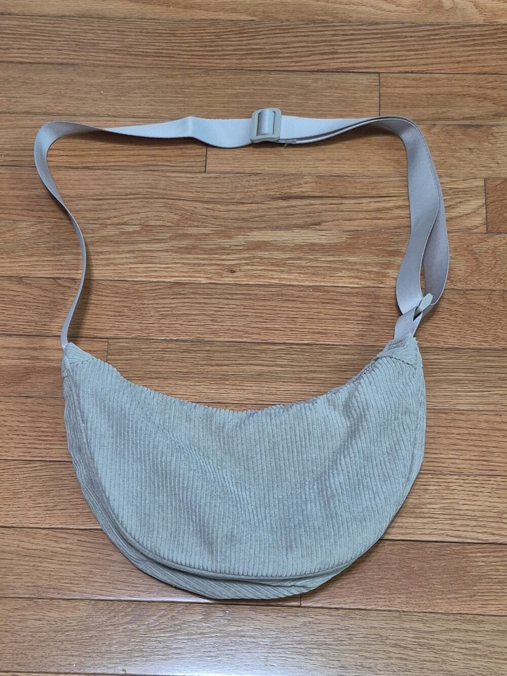 Corduroy Crescent Crossbody Bag - Beige Nude